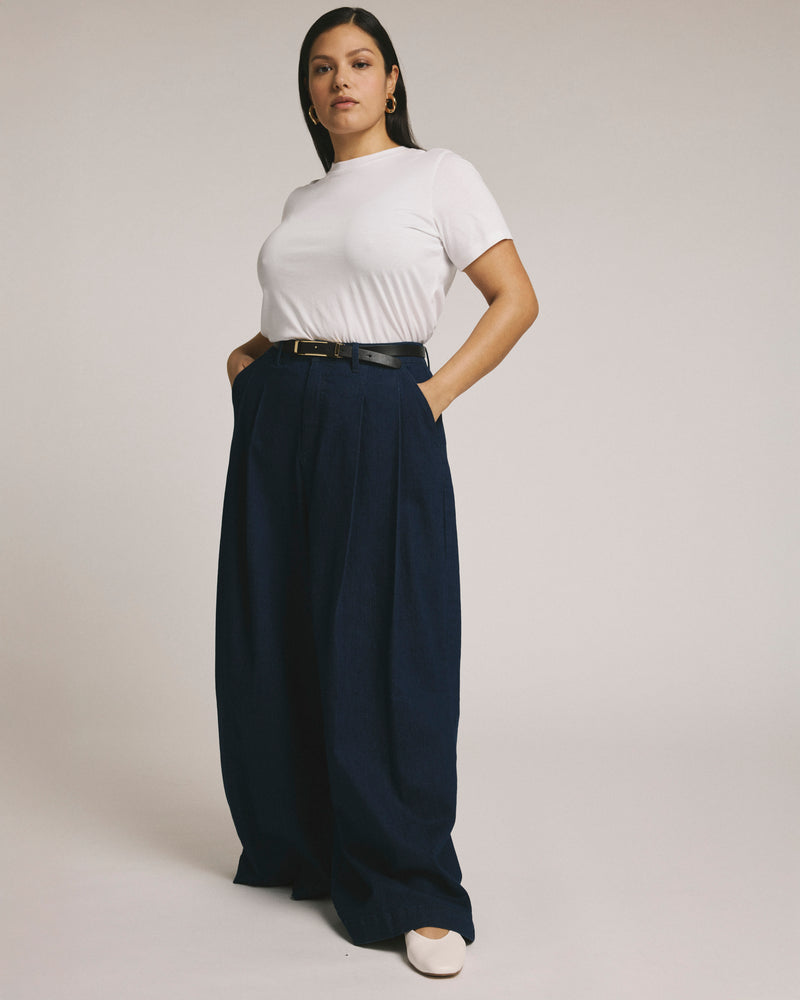 Denim Wide Leg Pant - Dark Indigo