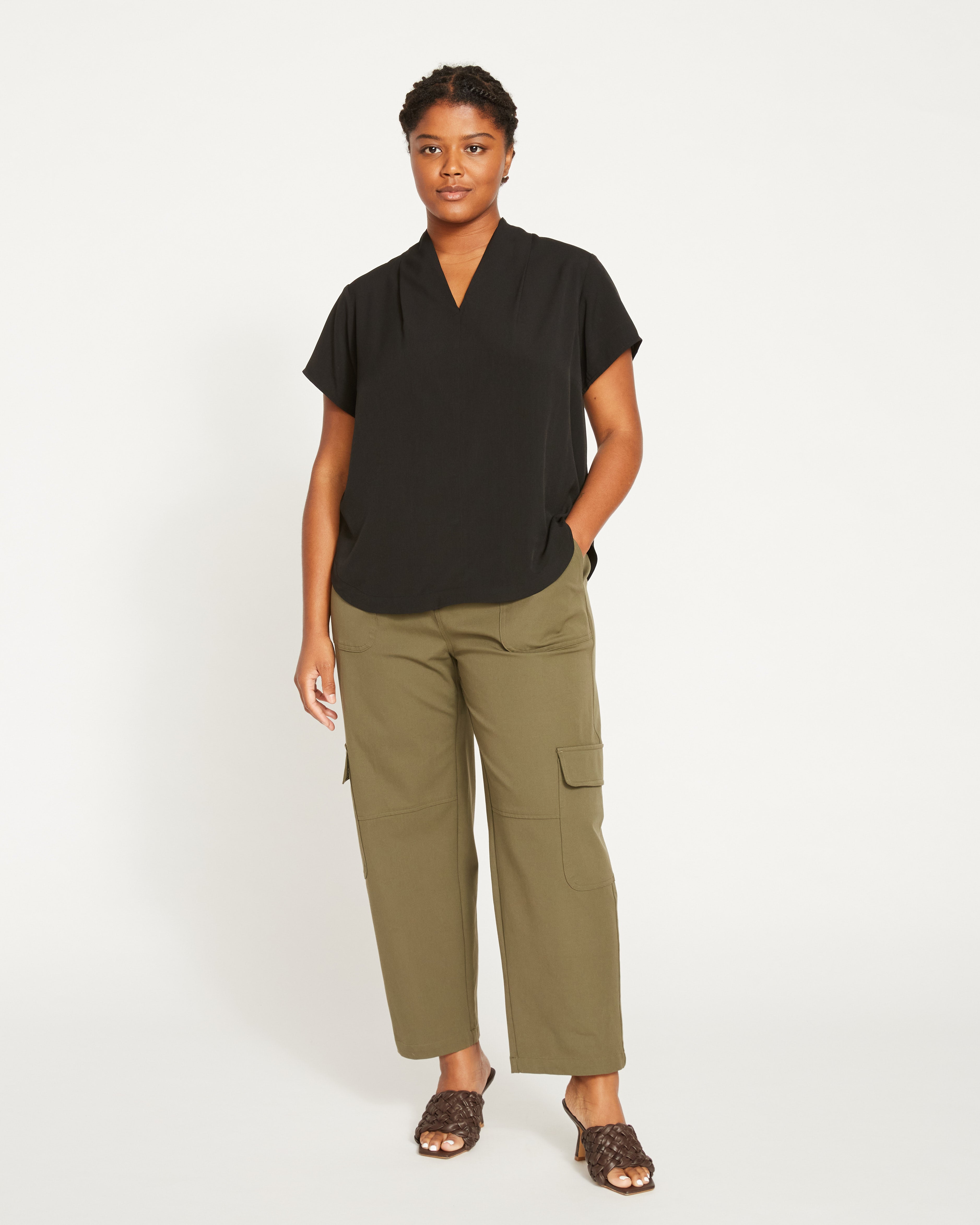 Karlee Stretch Cotton Twill Cargo Pants - Ivy