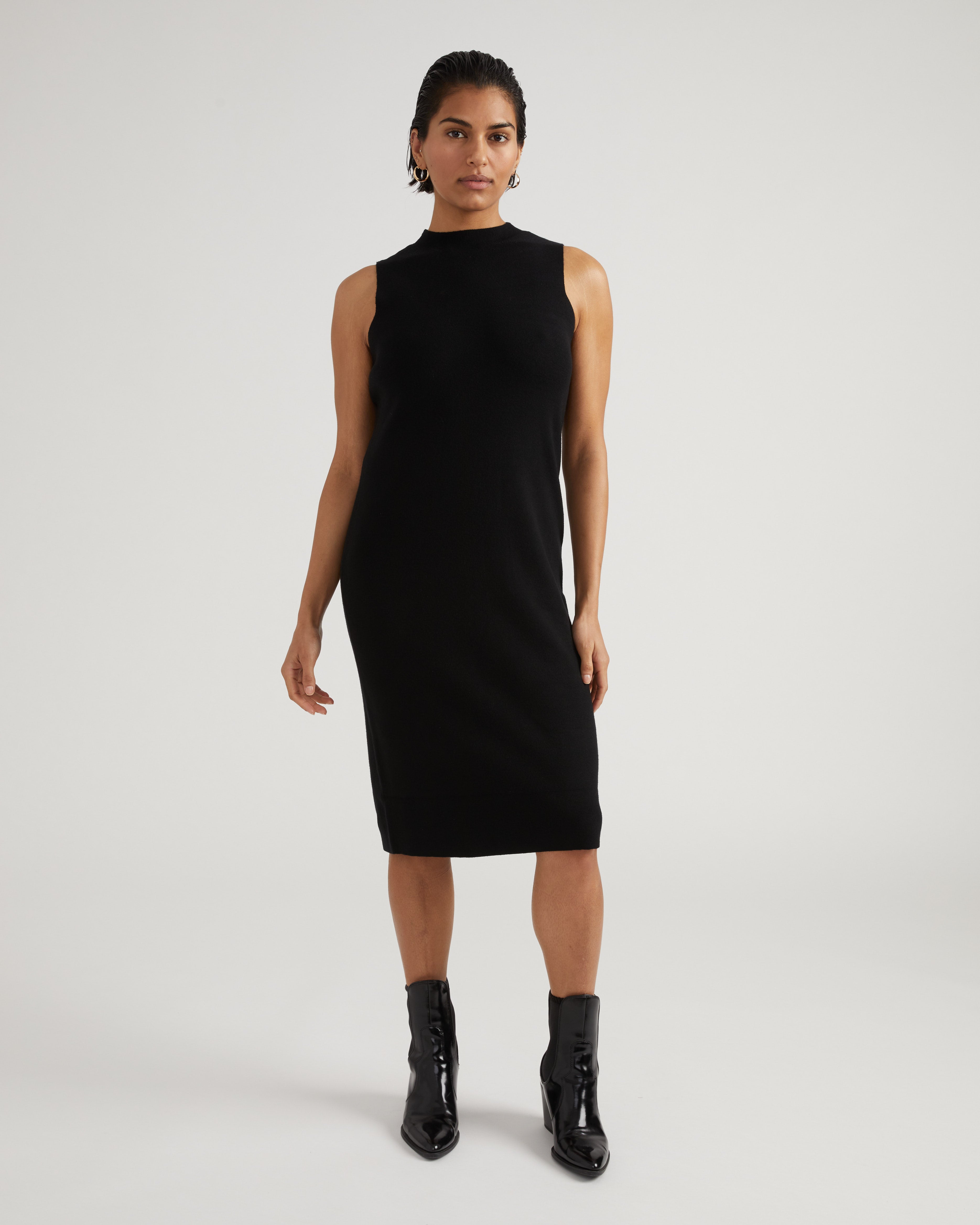 Savvy Double Knit Sweater Dress - Black