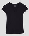 Ashley V Neck Cap Sleeve Tee - Black