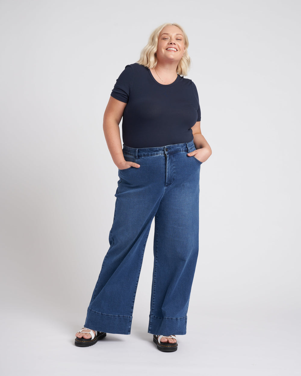 Carrie High Rise Wide Leg Jeans - True Blue