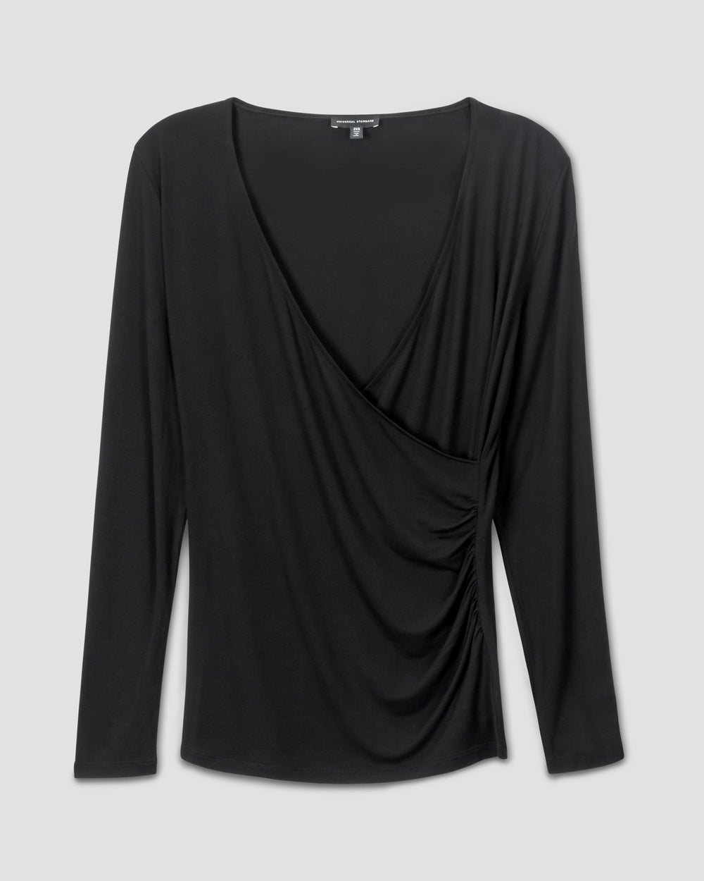 Liquid Jersey Two-Way Long Sleeve Cross Top - Black