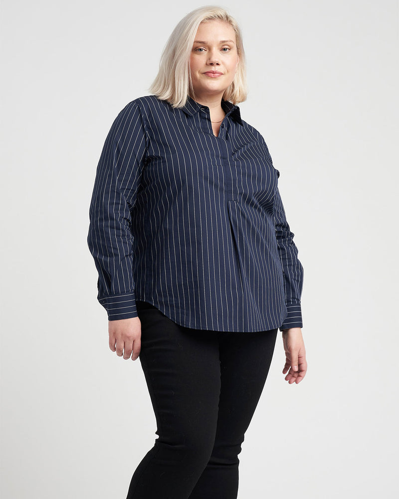 Elbe Shirt - Navy Pinstripe