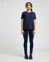 Bobbi Gathered Shoulder Tee - Navy