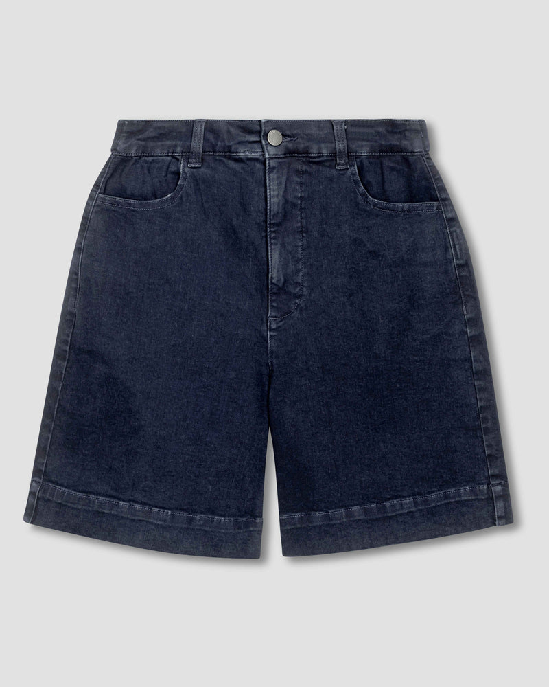 Carrie High Rise Denim Shorts - Dark Indigo