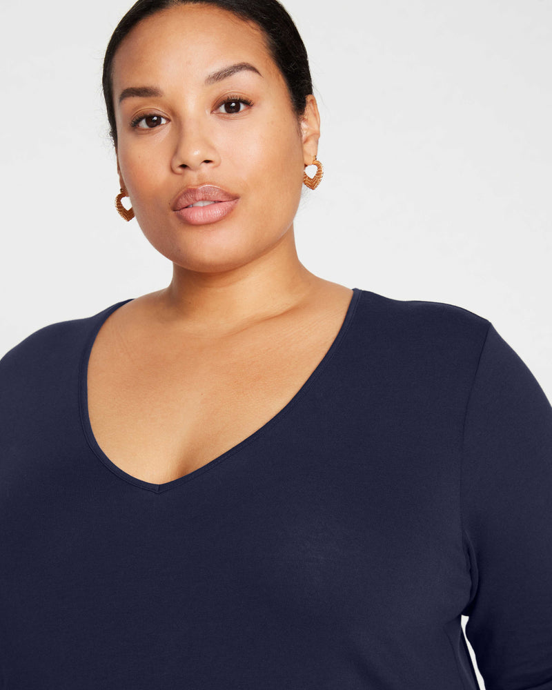 Iconic Long Sleeve V-Neck Geneva Dress - Midnight