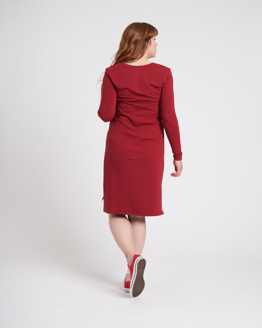 Long Sleeve Tesino Washed Jersey Dress - Red Dahlia