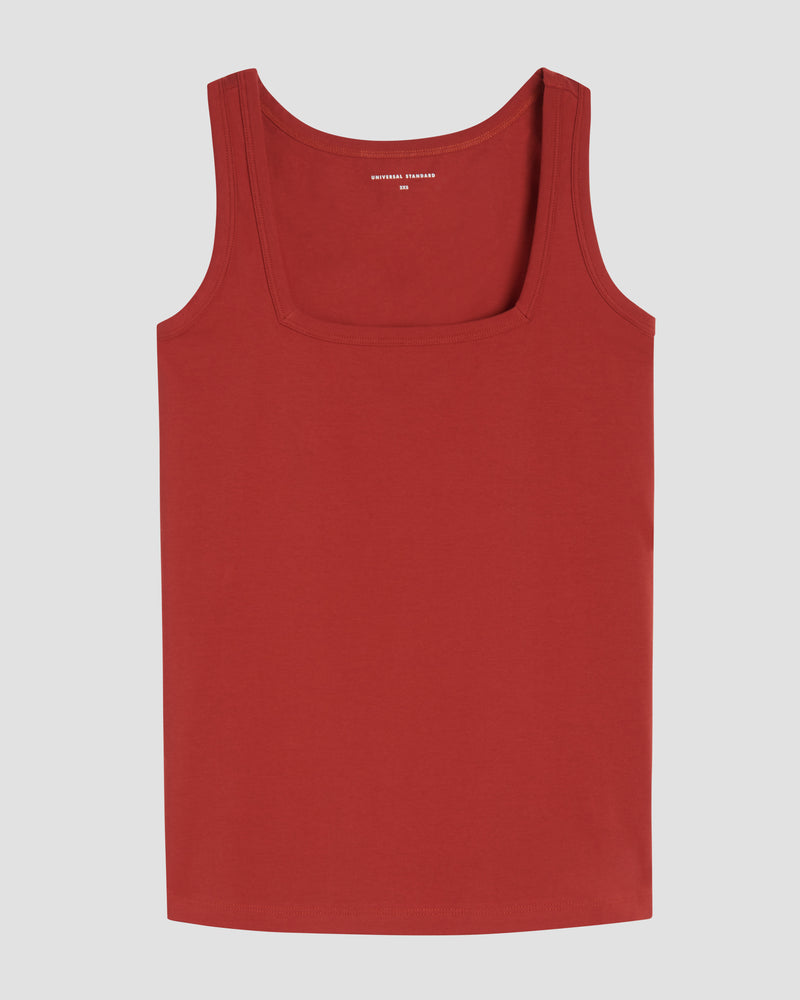 Square Neck Tank Top - Red