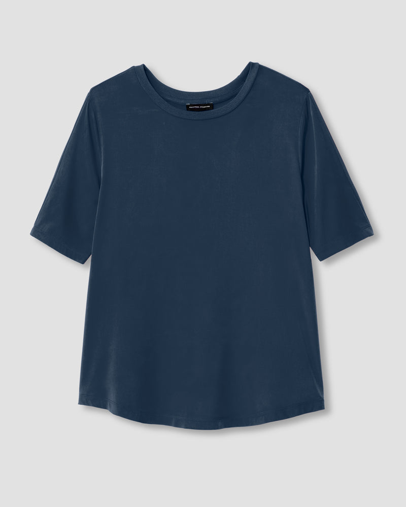 Arvo Cupro Mix Tee - Navy