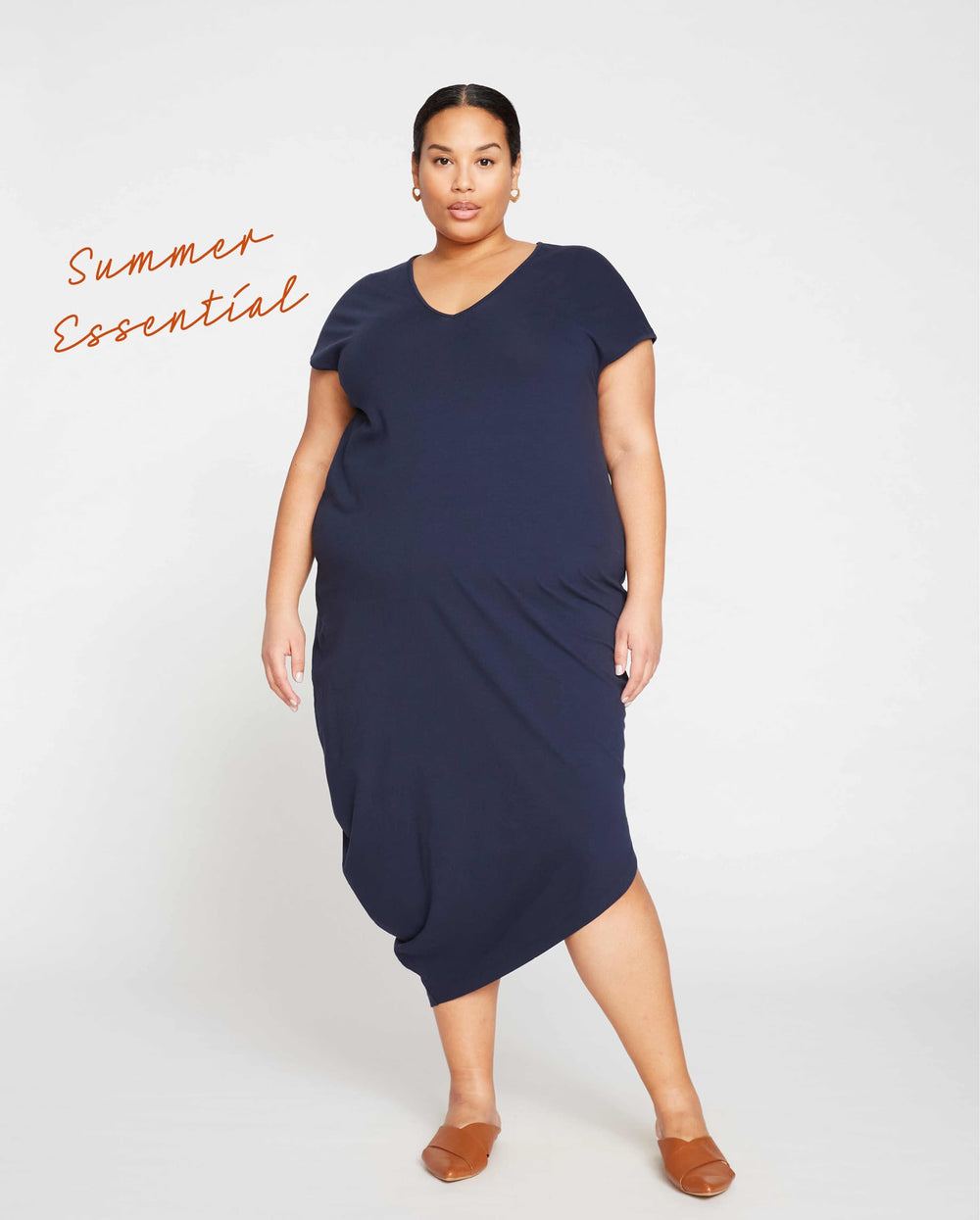 Iconic Geneva V-Neck Dress - Navy