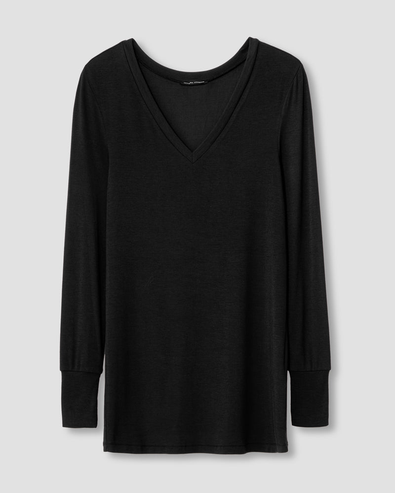 Foundation Long Sleeve V-Neck Tee - Black