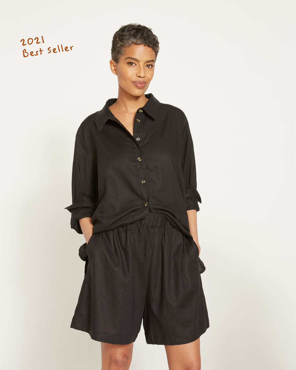 Dawn Linen Hi Low Tunic - Black