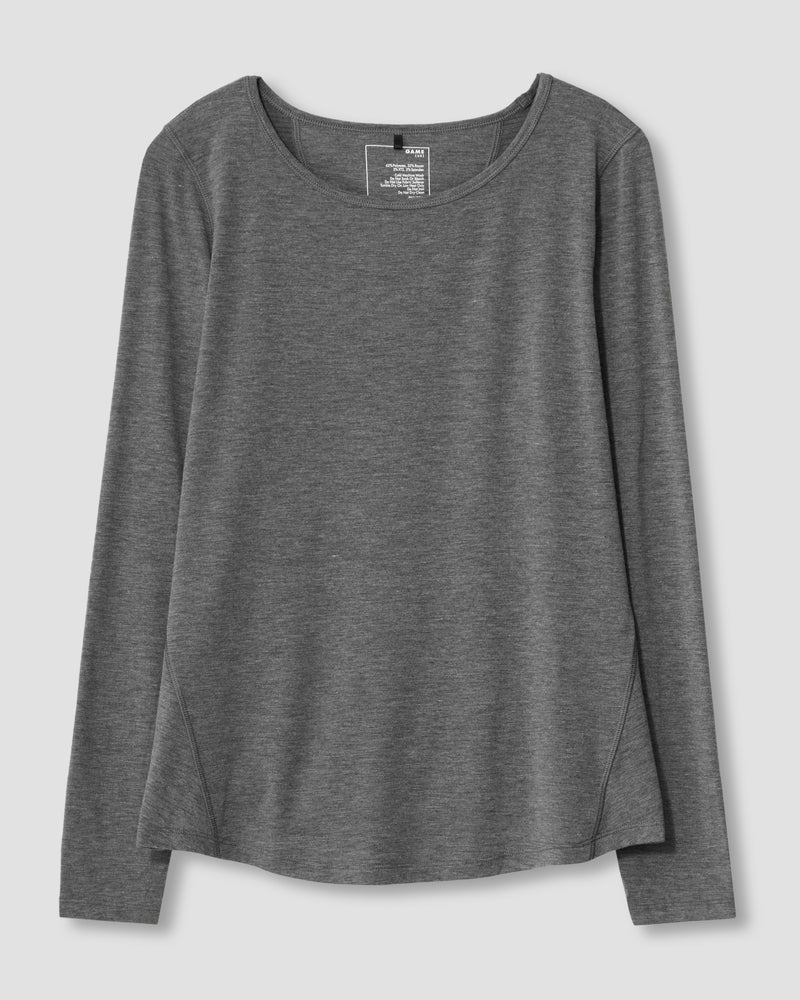 Mia Long Sleeve Movement Tee - Heather Charcoal