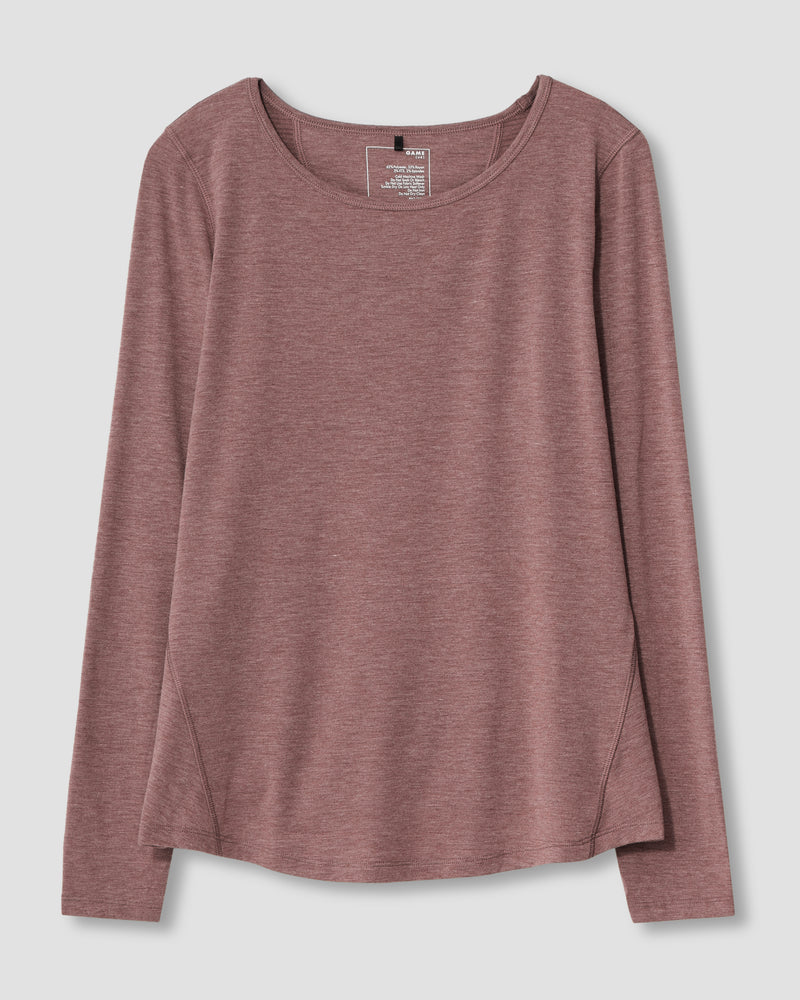 Mia Long Sleeve Movement Tee - Heather Merlot