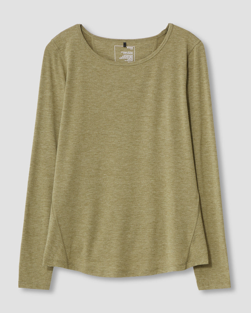 Mia Long Sleeve Movement Tee - Heather Olive