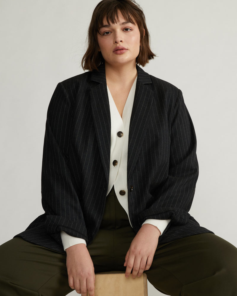 The Pinstripe Blazer - Graphite