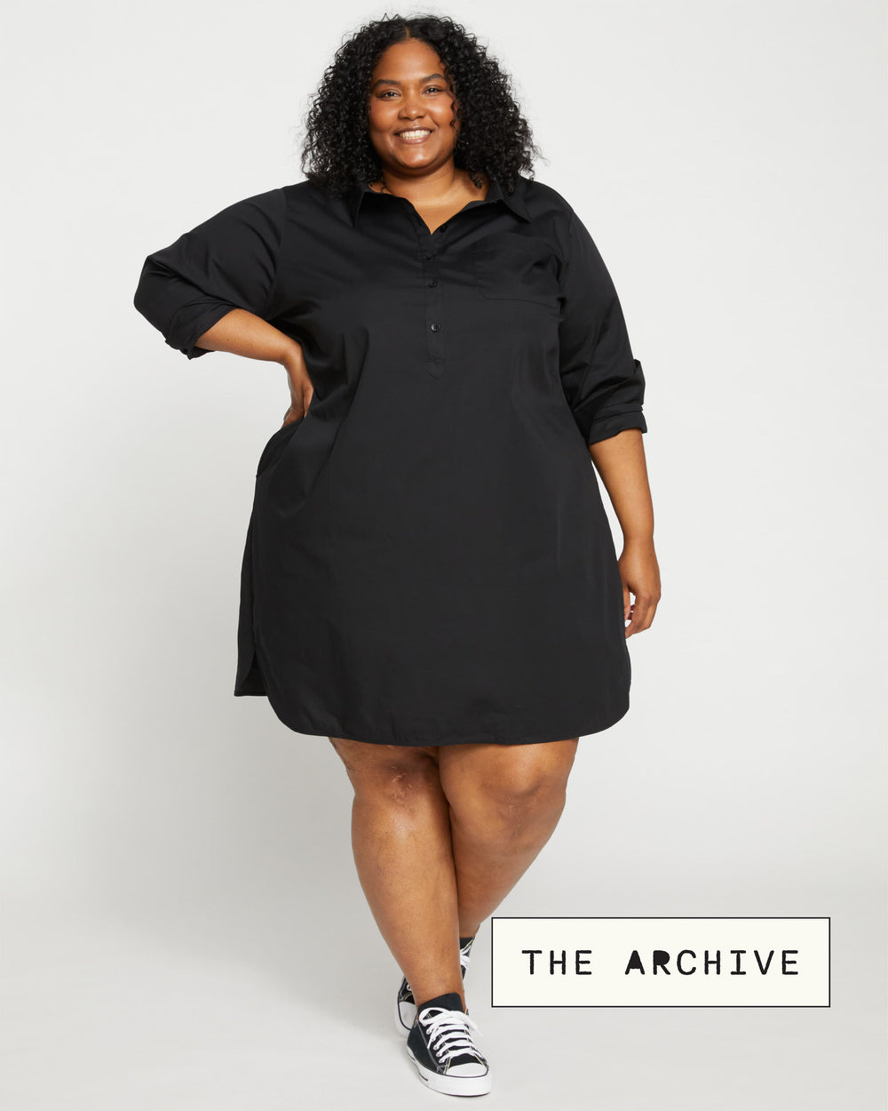 Stretch Poplin Rubicon Shirtdress - Black