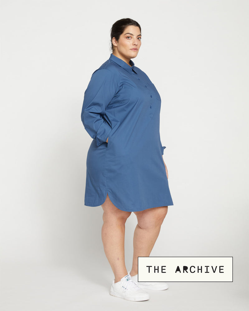 Stretch Poplin Rubicon Shirtdress - Bleu Scolaire