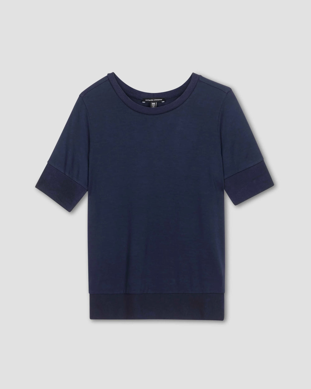 Aimee Liquid Jersey Rib Hem Tee - Navy