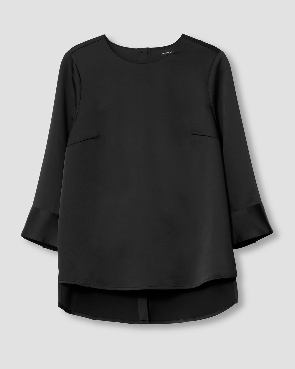 Louise Long Sleeve Satin Blouse - Black