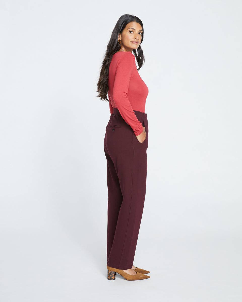 Audrey Tailored Ponte Pants - Black Cherry Zoom image 2