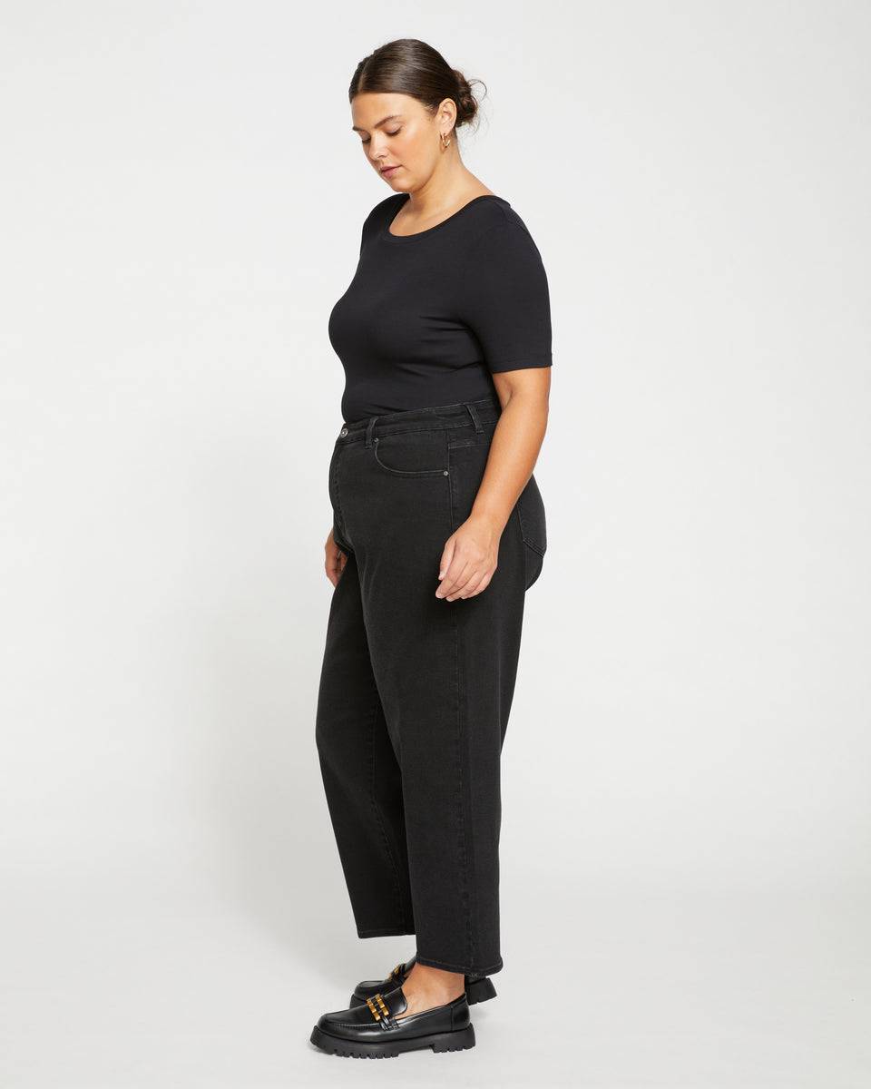 Y.A.S stretch high waist pants with button detail in black
