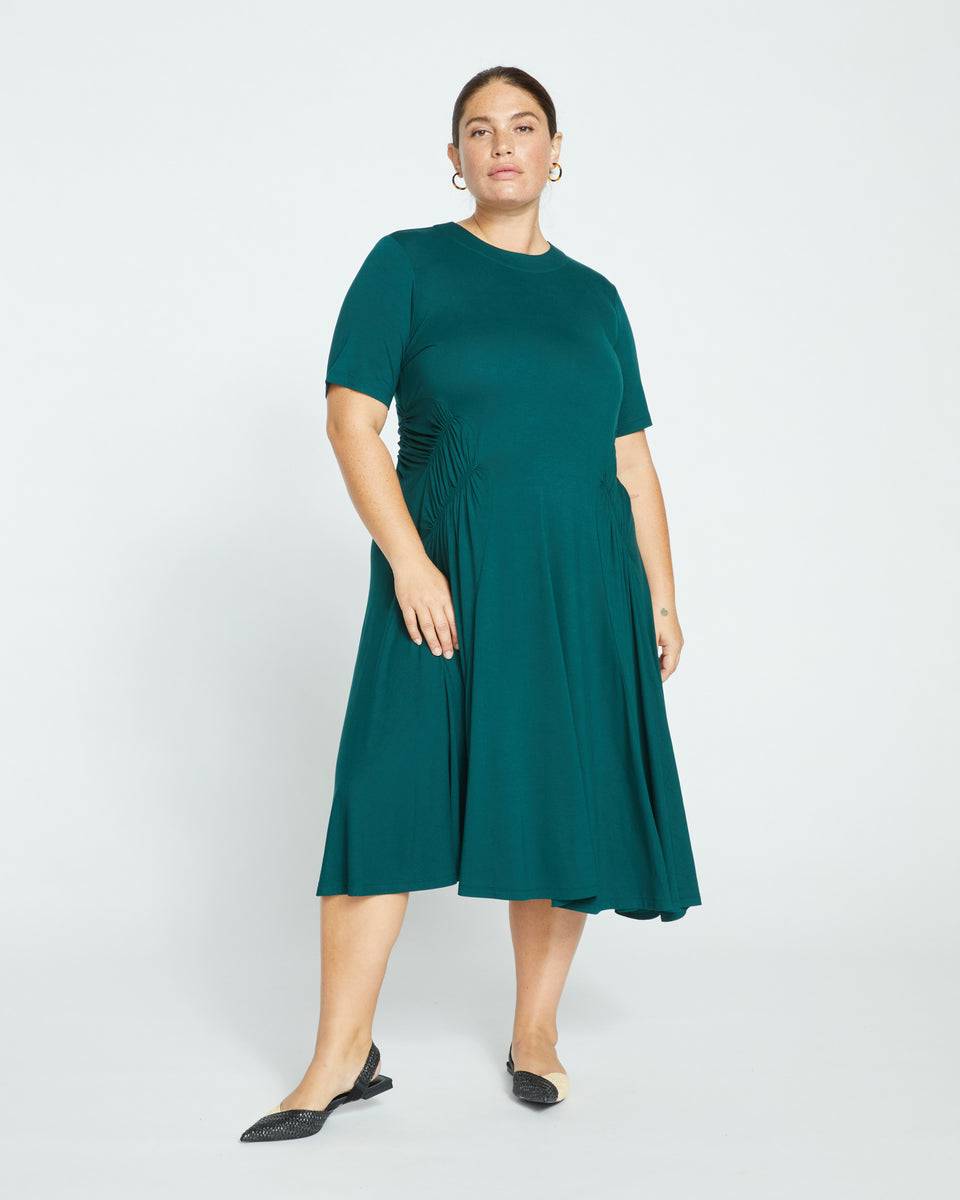 Devi Liquid Jersey Dress - Forest Green Zoom image 2