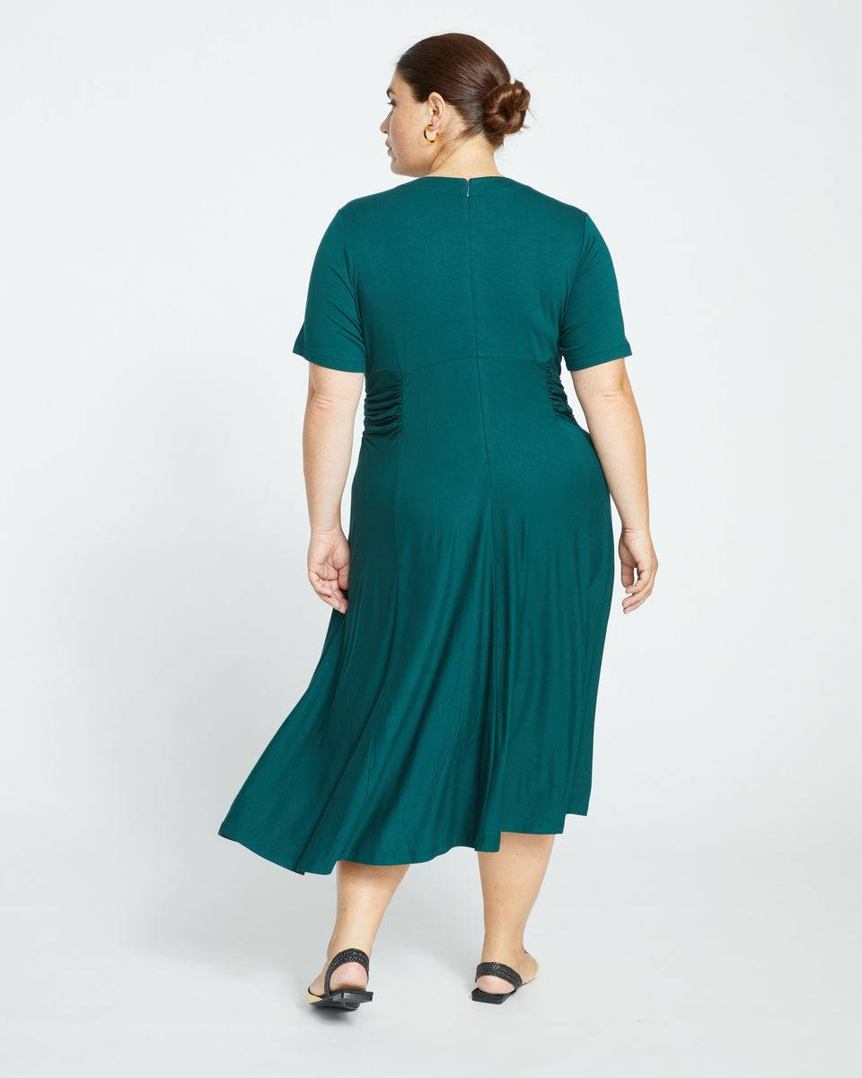 Devi Liquid Jersey Dress - Forest Green Zoom image 4