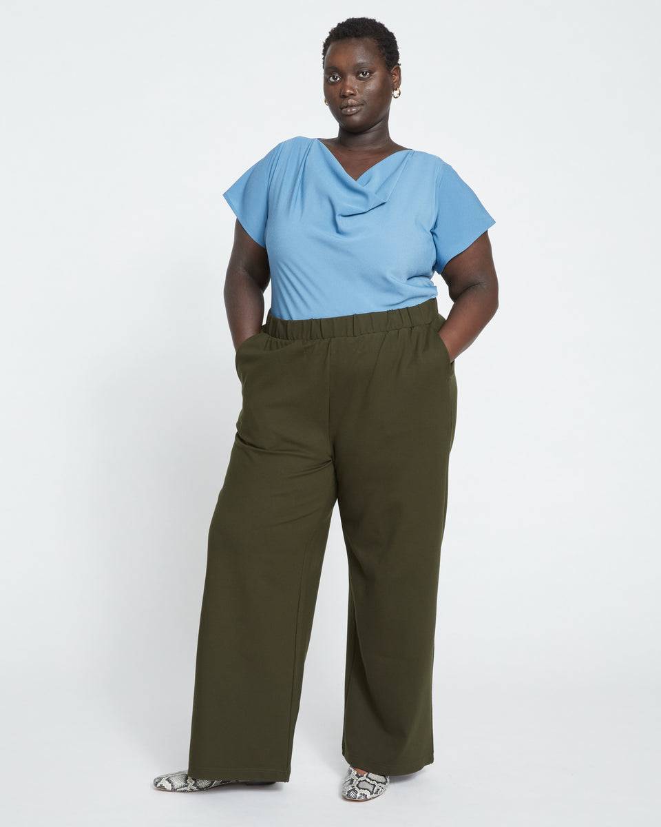 Stephanie Wide Leg Ponte Pants - Evening Forest Zoom image 0