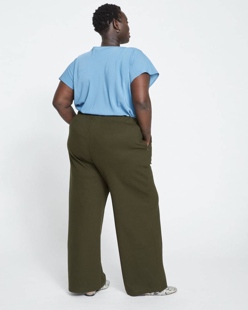 Stephanie Wide Leg Ponte Pants - Evening Forest Zoom image 3