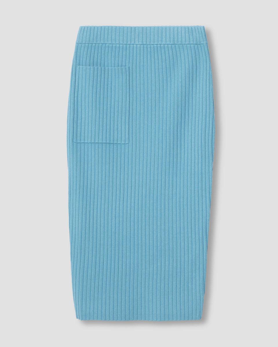 Ana Ribbed Sweater Skirt With Pocket - Powder Blue Zoom image 1