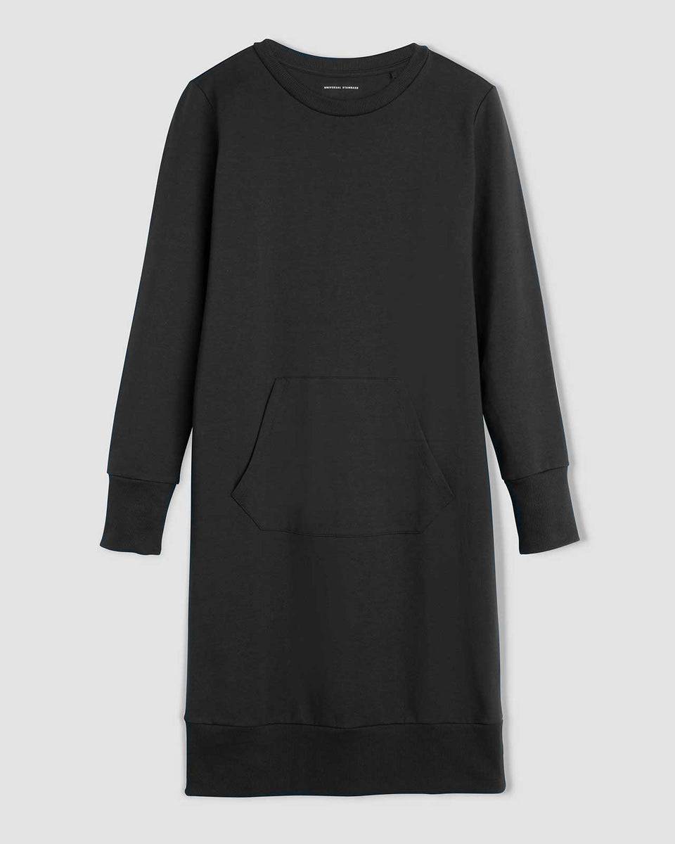 Classic Light Terry Sweatshirt Dress - Black Zoom image 2