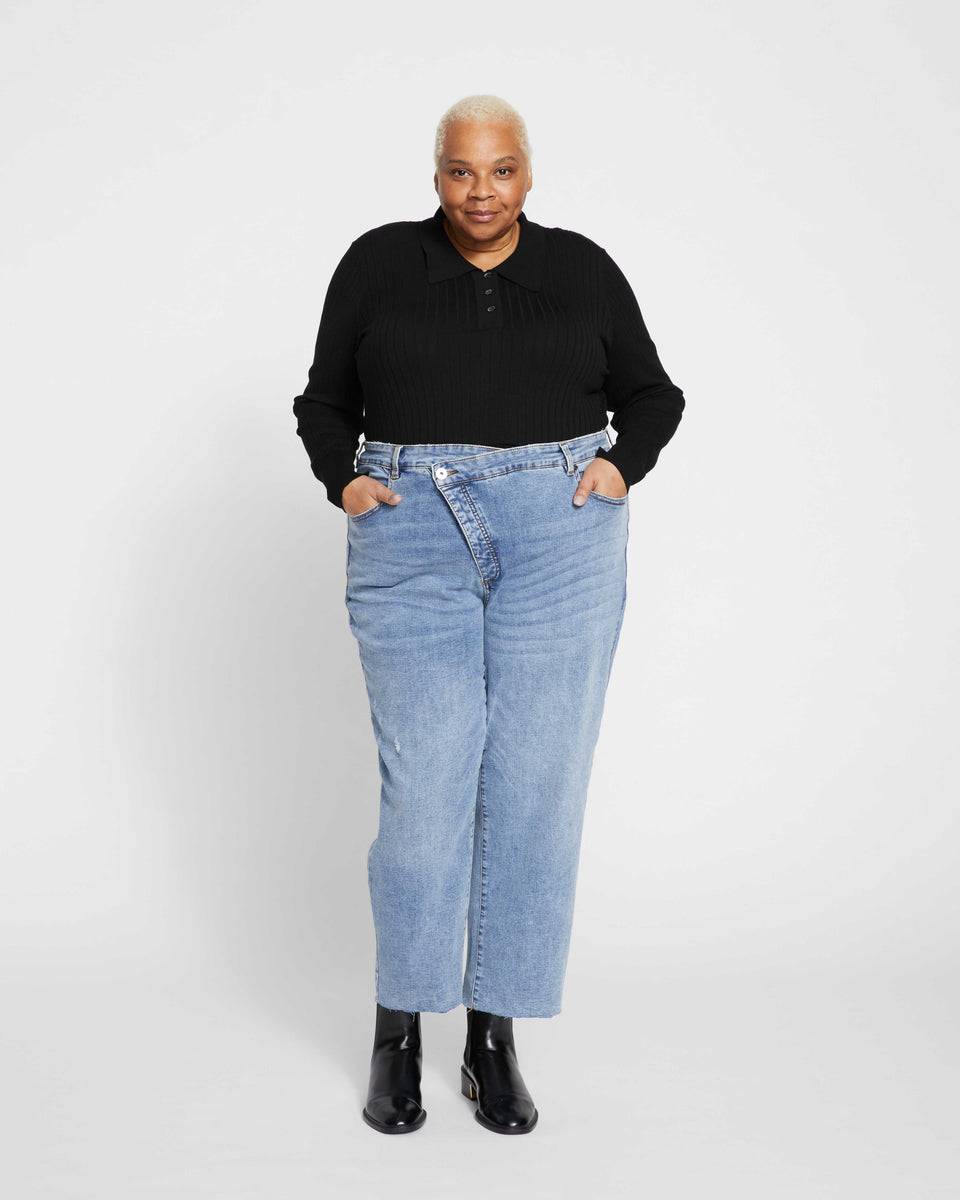 High Rise Distressed Straight Jeans - Plus Size