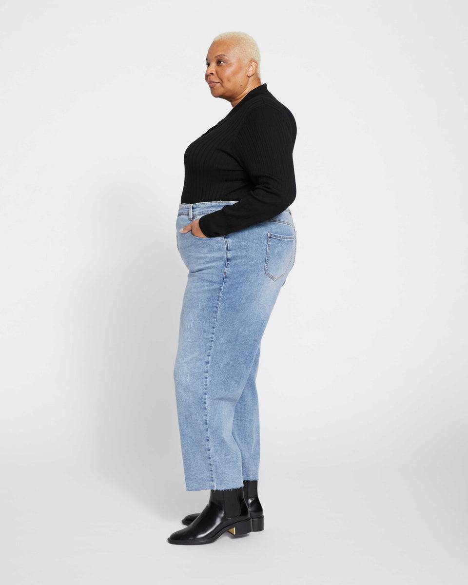 Keeping You Pleased High Rise Distressed Flare Jeans (Sky Blue)