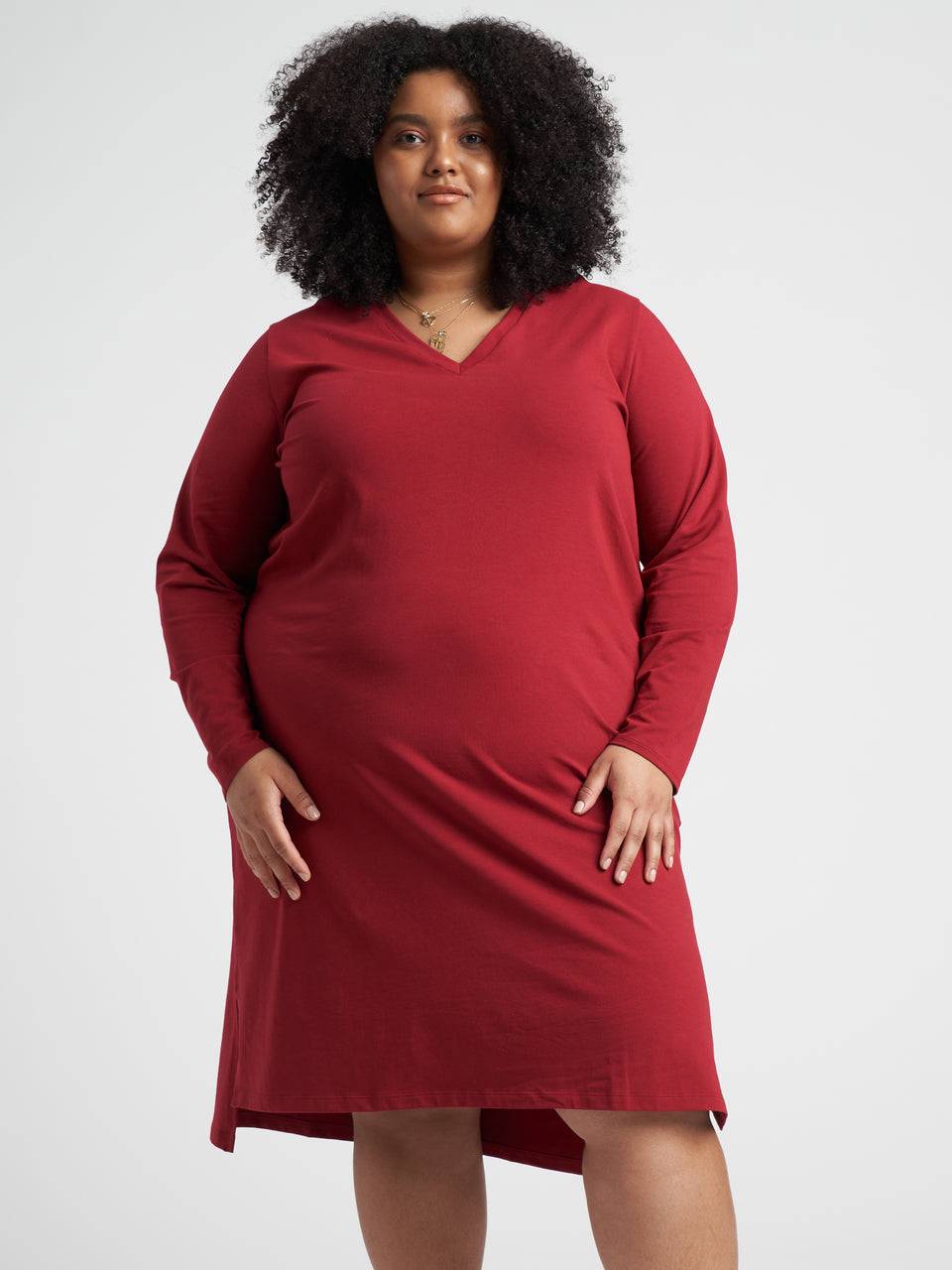 Long Sleeve Tesino Washed Jersey Dress - Red Dahlia Zoom image 4