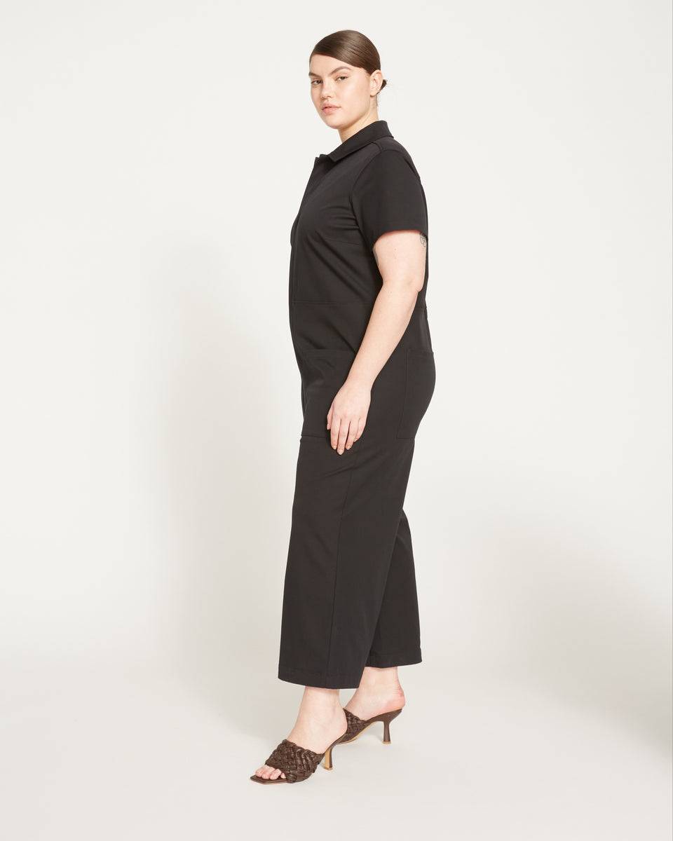 Kate Stretch Cotton Twill Jumpsuit - Black Zoom image 3