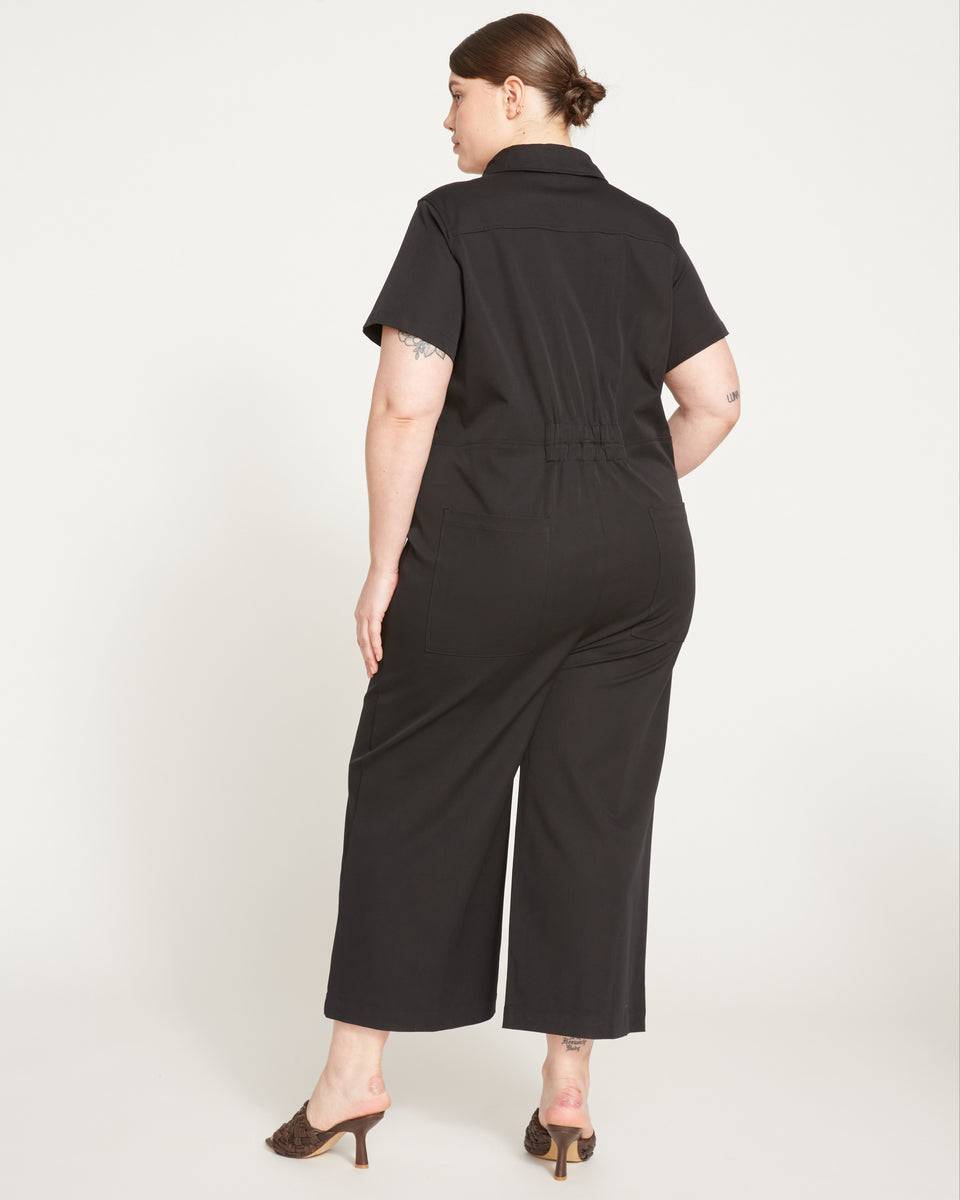 Kate Stretch Cotton Twill Jumpsuit - Black Zoom image 4