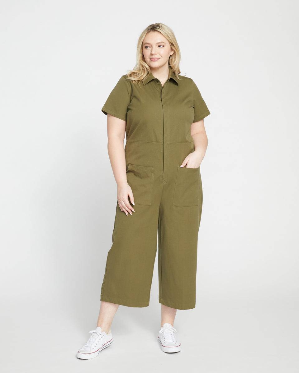 Kate Stretch Cotton Twill Jumpsuit - Ivy