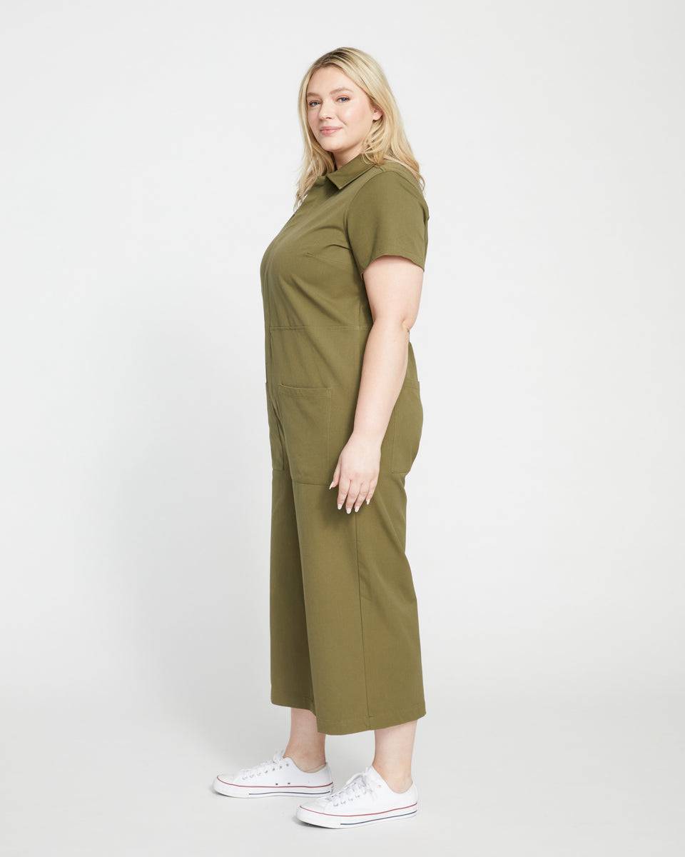 Kate Stretch Cotton Twill Jumpsuit - Ivy Zoom image 2