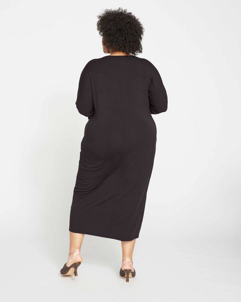 Day-to-Night Drapey Jersey Dress - Black Zoom image 3