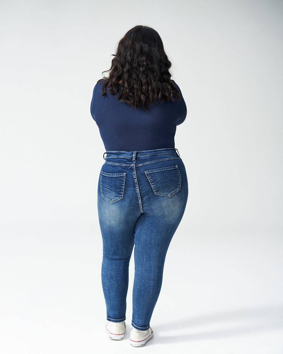 Seine High Rise Skinny Jeans Petite - Distressed Blue | Universal Standard