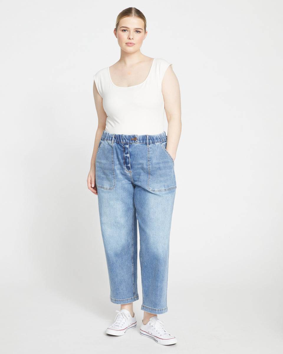 Karlee High Rise Tapered Jeans - Aged Atlantic Blue