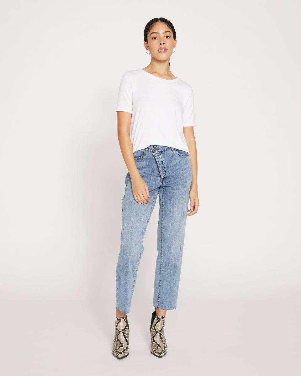 Katie High Rise Crossover Jeans - Distressed Vintage Indigo Wash Zoom image 0