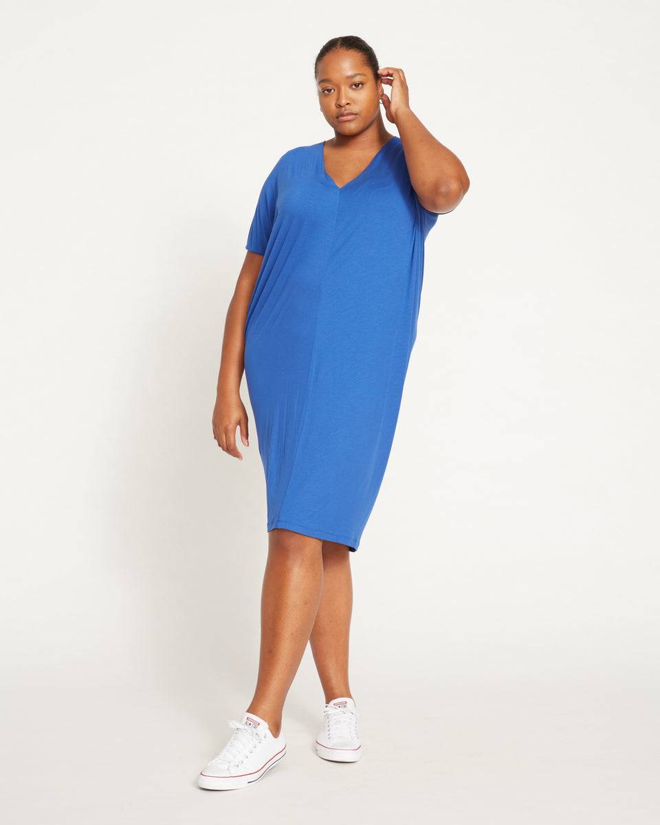 Teresa Liquid Jersey V-Neck Dress - Royal Blue Zoom image 0