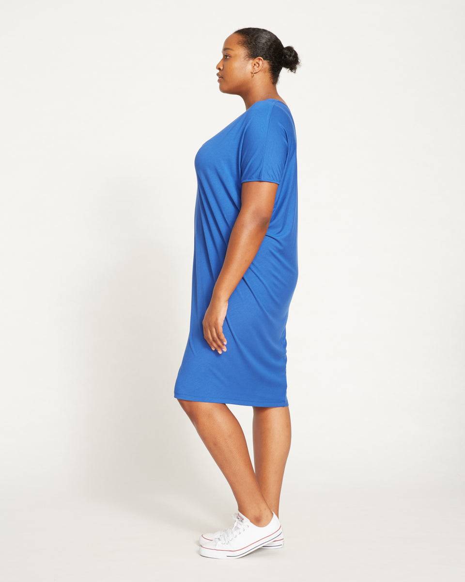 Teresa Liquid Jersey V-Neck Dress - Royal Blue Zoom image 3