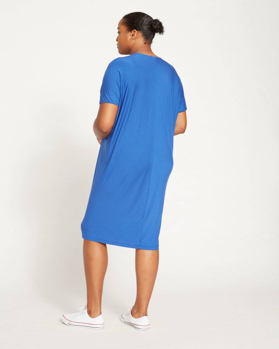 Teresa Liquid Jersey V-Neck Dress - Royal Blue Zoom image 4