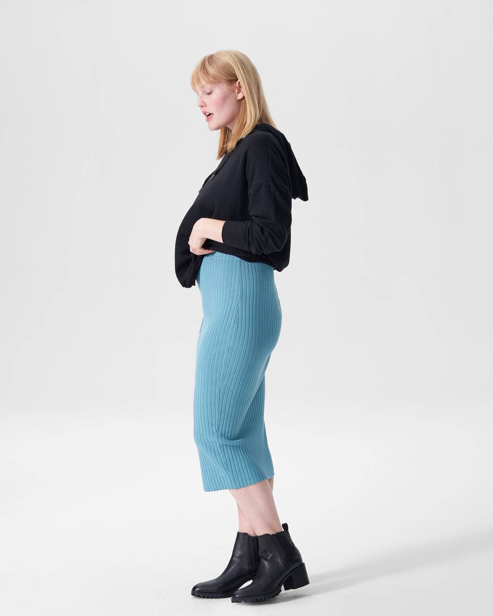 Ana Ribbed Sweater Skirt With Pocket - Powder Blue Zoom image 5