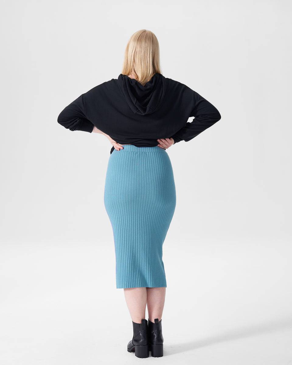 Ana Ribbed Sweater Skirt With Pocket - Powder Blue Zoom image 6