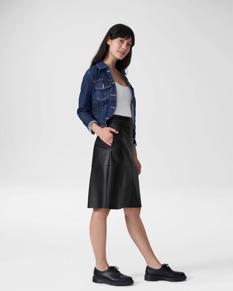 Taylor Vegan Leather Skirt - Black Zoom image 2
