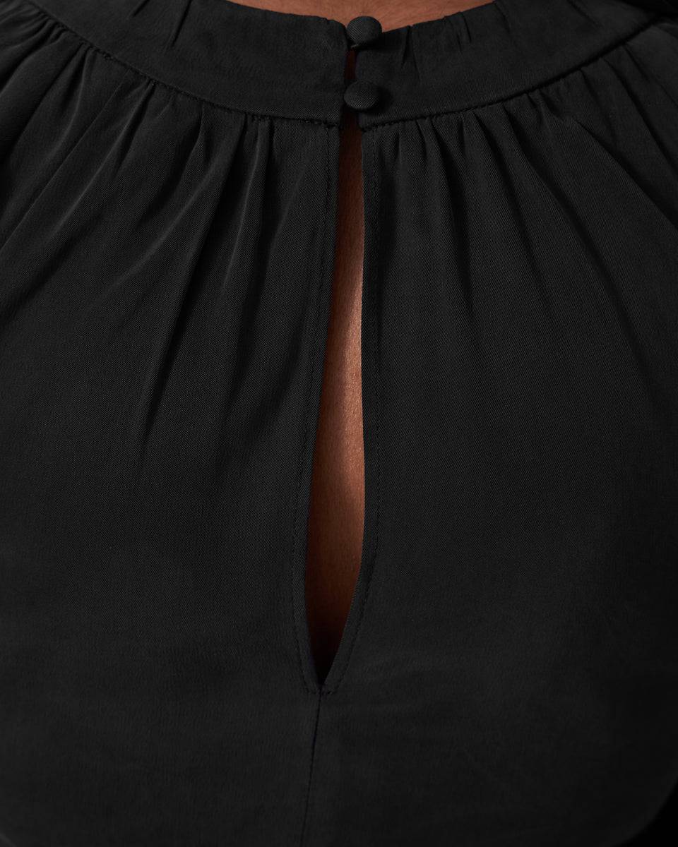 Patricia Long Sleeve Gathered Neck Blouse - Black Zoom image 3